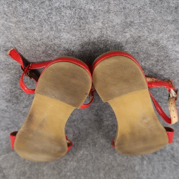 Rampage Shoes Womens 7 Sandals Flats Red Patent Ankle Buckle Strap Bow Casual - Picture 10 of 10